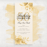 Blommigten Budget Birthday Elegant Guld Cream<br><div class="desc">Elegantens "Födelsedagsfest Program"-utformning med Blommigt Arrangemang i Guld med anpassningsbar.</div>
