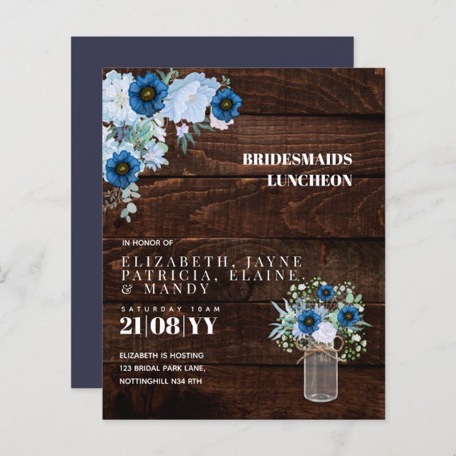 BLOMMIGTEN BUDGET Bridesmaids Luncheon Brunch Lunc (Fram/baksida)