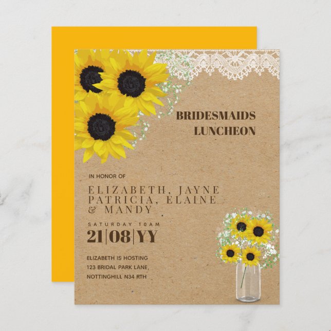 BLOMMIGTEN BUDGET Bridesmaids Luncheon Brunch Lunc (Fram/baksida)
