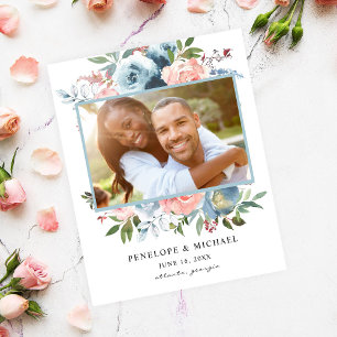 Blommigten Budget Dusty Blue Rosa Spara datumfoto Flygblad