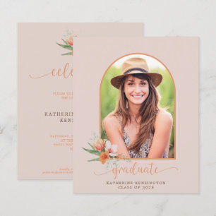 Blommigten Budget Peach Boho Arch Studenten Inbjud