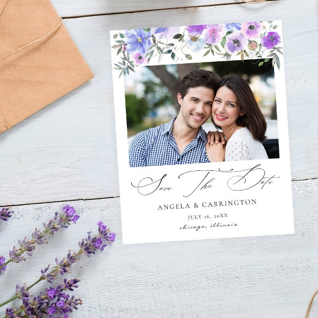 Blommigten Budget Peri & Lila Spara datumfoto Flygblad (Skapare uppladdad)