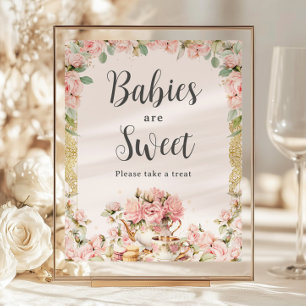Blommigten Budget Rosa High Tea Spädbarn är Sweet