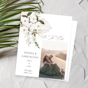 Blommigten Budget White Boho Photo Spara datum