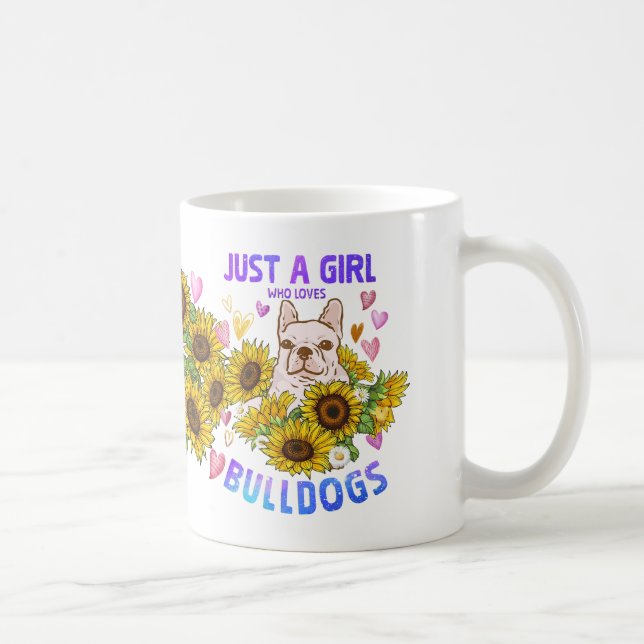 Blommigten Bulldog Älskare Solros Hund älskare Tra Kaffemugg (Höger)