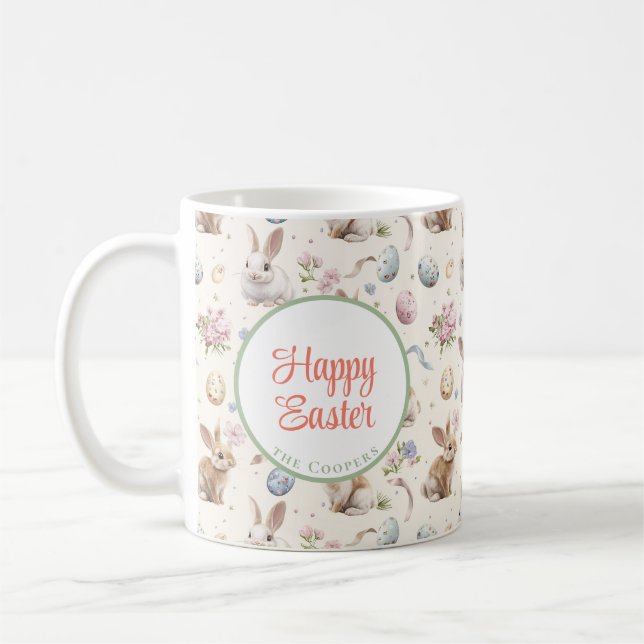 Blommigten Bunny och Eggs Kaffemugg (Vänster)