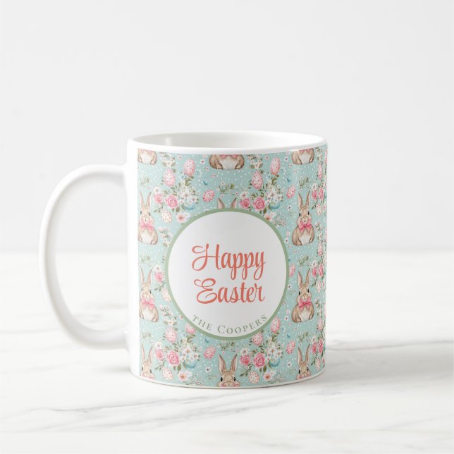 Blommigten Bunny och Eggs Kaffemugg (Vänster)