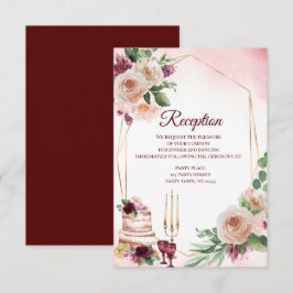 Blommigten Burgundy Boho Vin vattenfärg Inbjudningar