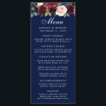 Blommigten Burgundy Bröllop Menu Blue Meny<br><div class="desc">Elegant Burgundy Marsala Blue Watercolor Blommigt Bröllop Menu Card</div>