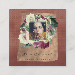 Blommigten Burgundy för referensplanering för Phot Fyrkantigt Visitkort