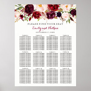 Blommigten Burgundy Red i bröllop Poster