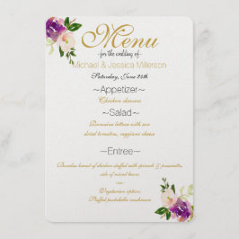 Blommigten Burgundy Vin och Rosa Watercolor Menu Meny