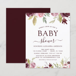 Blommigten Burgundy Watercolor för budgetbabyvisni