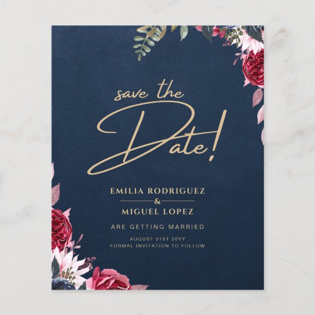 Blommigten Burgundy Winter Fall för marinblå berry Flygblad (Framsidan)