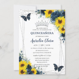 Blommigten Butterflies Quinceañera Inbjudningar