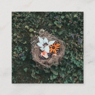 Blommigten bygga bo fyrkantigt visitkort