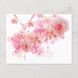 Blommigten Catholique Rosary Rosa ros Religiösa Vykort