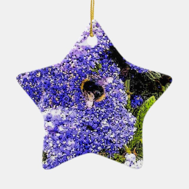 Blommigten Ceanothus Bee Julgransprydnad Keramik (Framsidan)