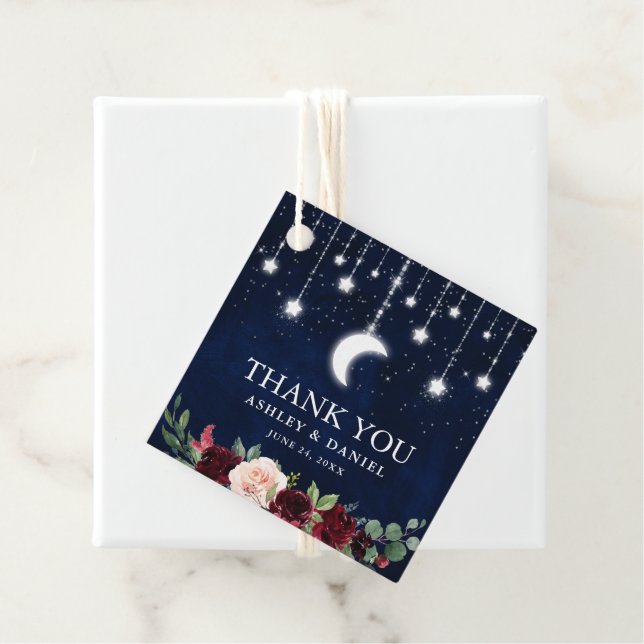Blommigten Celestial Bröllop Himlar Måne Stars Lju Gåvor Etiketter (På plats)