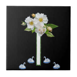 Blommigten Ceramic Tile White Svan Kakelplatta