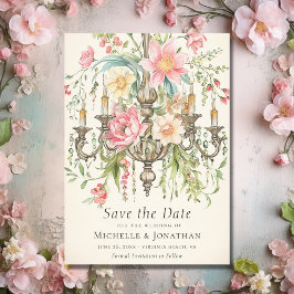 Blommigten Chandelier Bröllop Spara Datumet