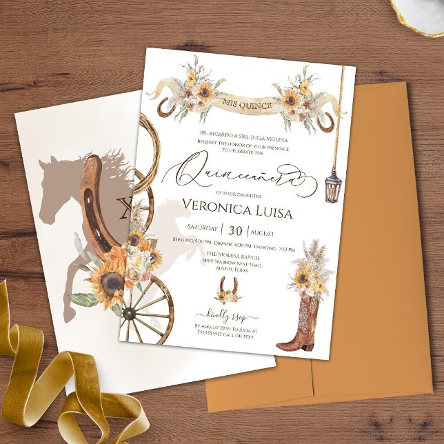 Blommigten Charro Quinceanera Inbjudningar (Skapare uppladdad)