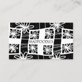 Blommigten Check Black White för privat Kreativ Visitkort