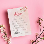 Blommigten Cherry Blommar Vår bröllop Rådkort<br><div class="desc">Det här Rosa Blommigt Watercolor Cherry Blommar Bröllop Advice Card är ett unikt och snyggt sätt att samla råd och önskemål från gäster i bröllop. Den delikata blommigten och den mjuka rosans vattenfärgsbakgrund skapar en romantisk och elegant atmosfär, perfekt för vilken vår eller sommar bröllop som helst. Kortet är också...</div>