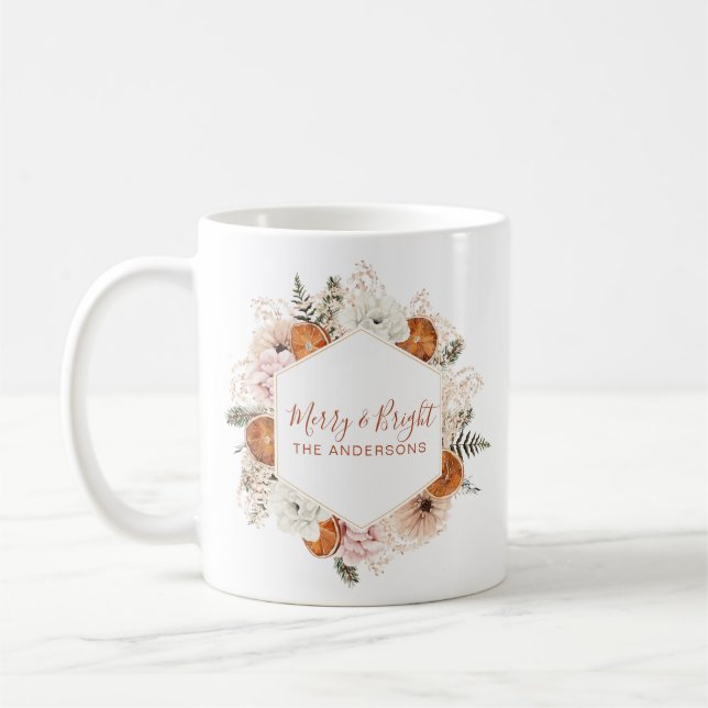Blommigten Citrus Gräs i Merry och Bright Personli Kaffemugg (Vänster)