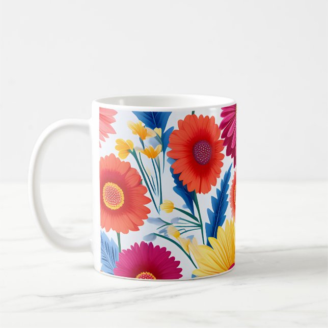 Blommigten Colorful Gerbera Daisy  Kaffemugg (Vänster)