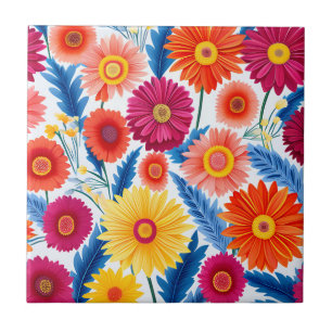 Blommigten Colorful Gerbera Daisy Kakelplatta