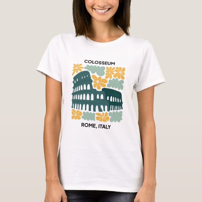 Blommigten Colosseum Rom Italien abstrakt  T Shirt (Framsida)