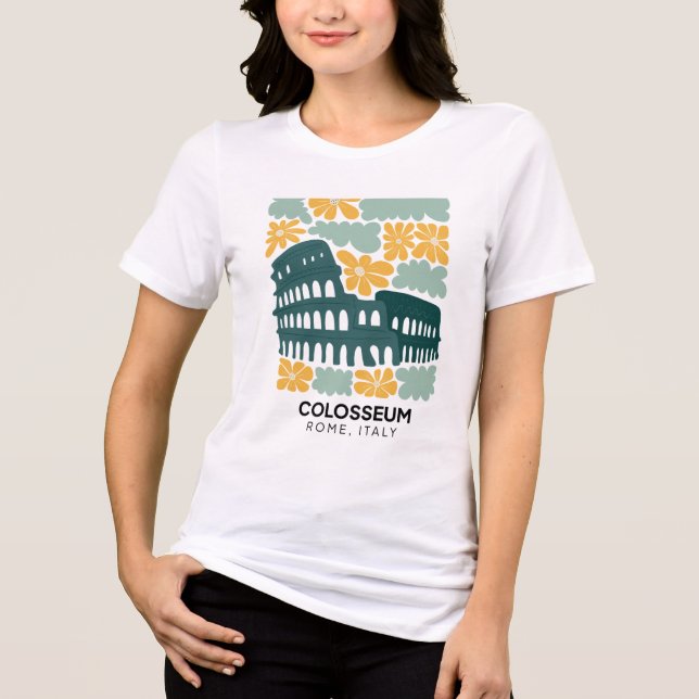 Blommigten Colosseum Rom Italien abstrakt  T Shirt (Framsida)