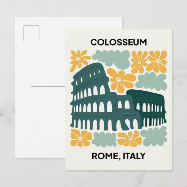 Blommigten Colosseum Rom Italien abstrakt  Vykort (Fram/baksida)