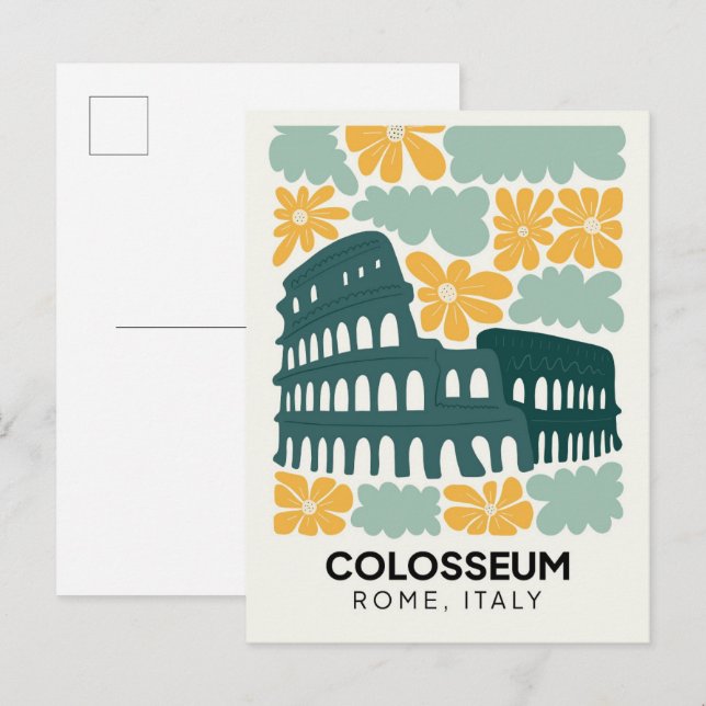 Blommigten Colosseum Rom Italien abstrakt  Vykort (Fram/baksida)