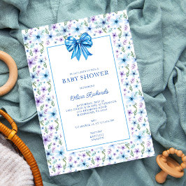 Blommigten Coquette Bow WildblomBoy Baby Shower Inbjudningar