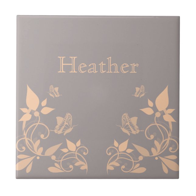 Blommigten Coral Butterfly Tile Kakelplatta (Framsidan)