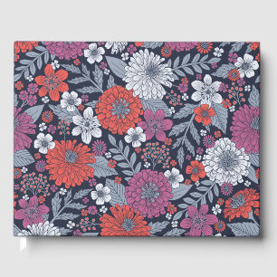 Blommigten Coral, Magenta och Blue Zinnias Gästböcker