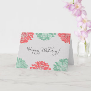 Blommigten Coral och Mint Dahlia Kort
