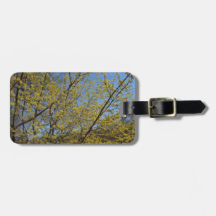 Blommigten Cornelian Cherry Dogwood och Blå himmel Bagagebricka