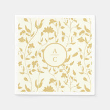 Blommigten Cream och guld Bröllop Monogram