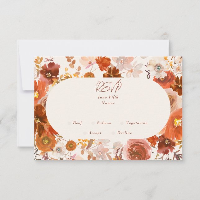Blommigten Cream och koppar Botanical Bröllop Arch OSA Kort (Framsida)