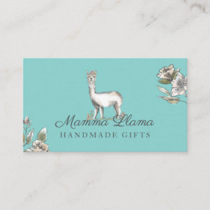 Blommigten Cute Adsible Llama Watercolor Sketch Visitkort
