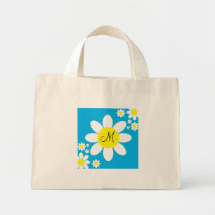 Blommigten Cute Blue and White Daisys Single Initi Mini Tygkasse
