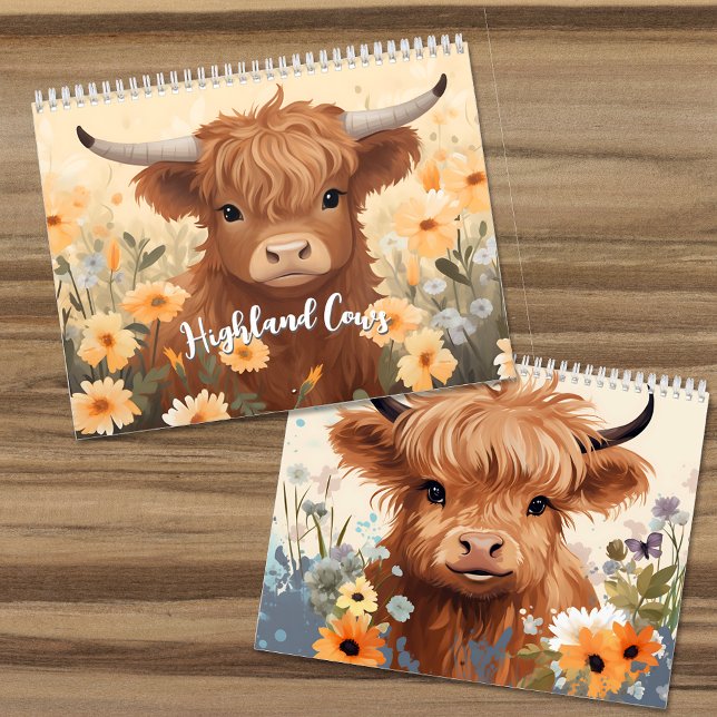 Blommigten Cute Highland Cows and Calves Kalender (Skapare uppladdad)