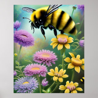 Blommigten Cute Humla Poster