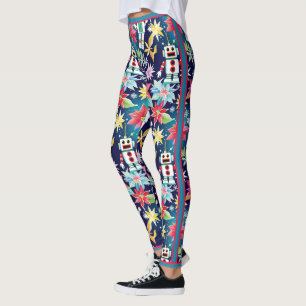 Blommigten Cute jul Retro Robots Leggings