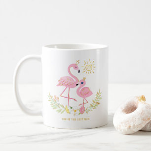 Blommigten Cute Mor och Dotter Flamingo Glitter Kaffemugg