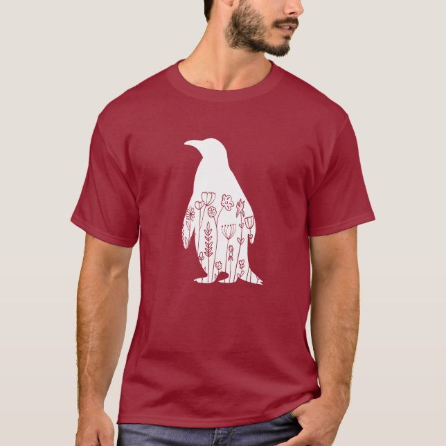 Blommigten Cute Penguin Älskare Animal Flowers T Shirt (Framsida)