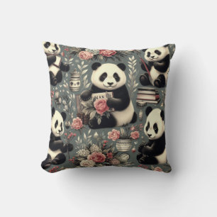 Blommigten Cute Vintage Panda Kudde